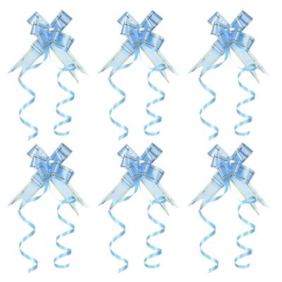 PATIKIL 2.8-inch Pull Bows, 40 Pack Present Wrapping String Bows Ribbon Gold Thread Style Decorative Bow Tie for Wedding Party Birthday, Light Blue