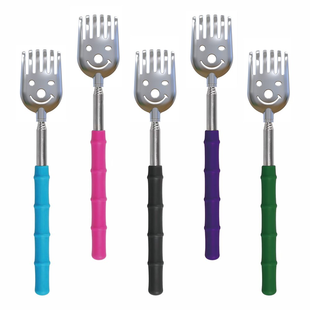 CERRXIAN 5 Pack Telescoping Back Scratcher, Portable Extendable Back Scratcher, Telescoping Metal Back Scratchers/Hand Massager with Soft Rubber Handles for Adults, Kids,Dogs