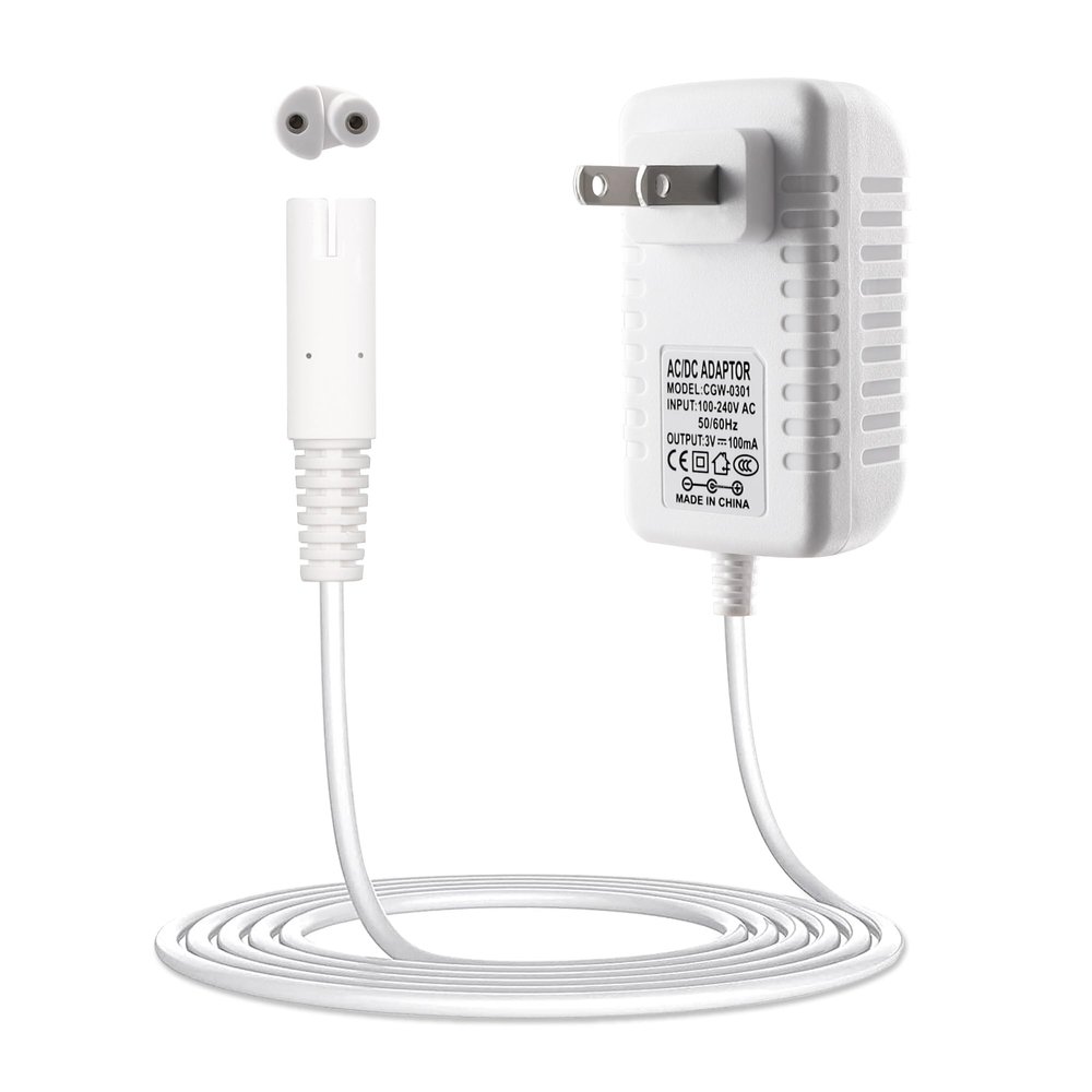 BXIZXD Replacement for Waterpik Charger, 2 Prong Adapter Compatible with WP360 WP360W WP462 WP462W WP450 WP450W Waterpik Water Flosser Charger Cord - 6.6ft (White)