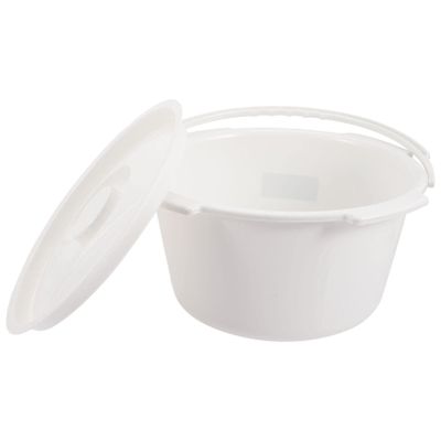 Healifty Commode Chair Commode Metal Bed pan Portable Chamber Stainless Steel Chamber Pot Urine Bucket with lid Women Potty urinals Pee Pot Urinal Pot White with Cover pp Elder Toiletries