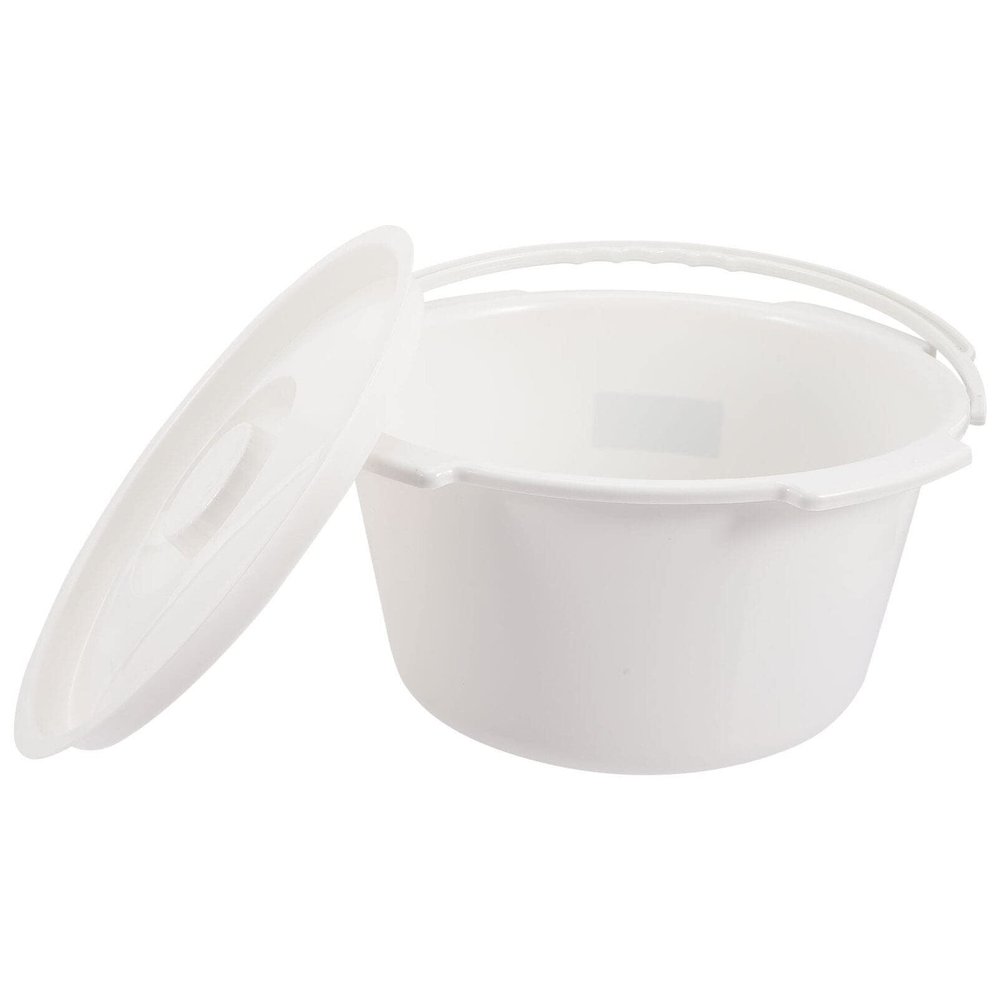 Healifty Commode Chair Commode Metal Bed pan Portable Chamber Stainless Steel Chamber Pot Urine Bucket with lid Women Potty urinals Pee Pot Urinal Pot White with Cover pp Elder Toiletries