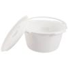 Healifty Commode Chair Commode Metal Bed pan Portable Chamber Stainless Steel Chamber Pot Urine Bucket with lid Women Potty urinals Pee Pot Urinal Pot White with Cover pp Elder Toiletries view 1