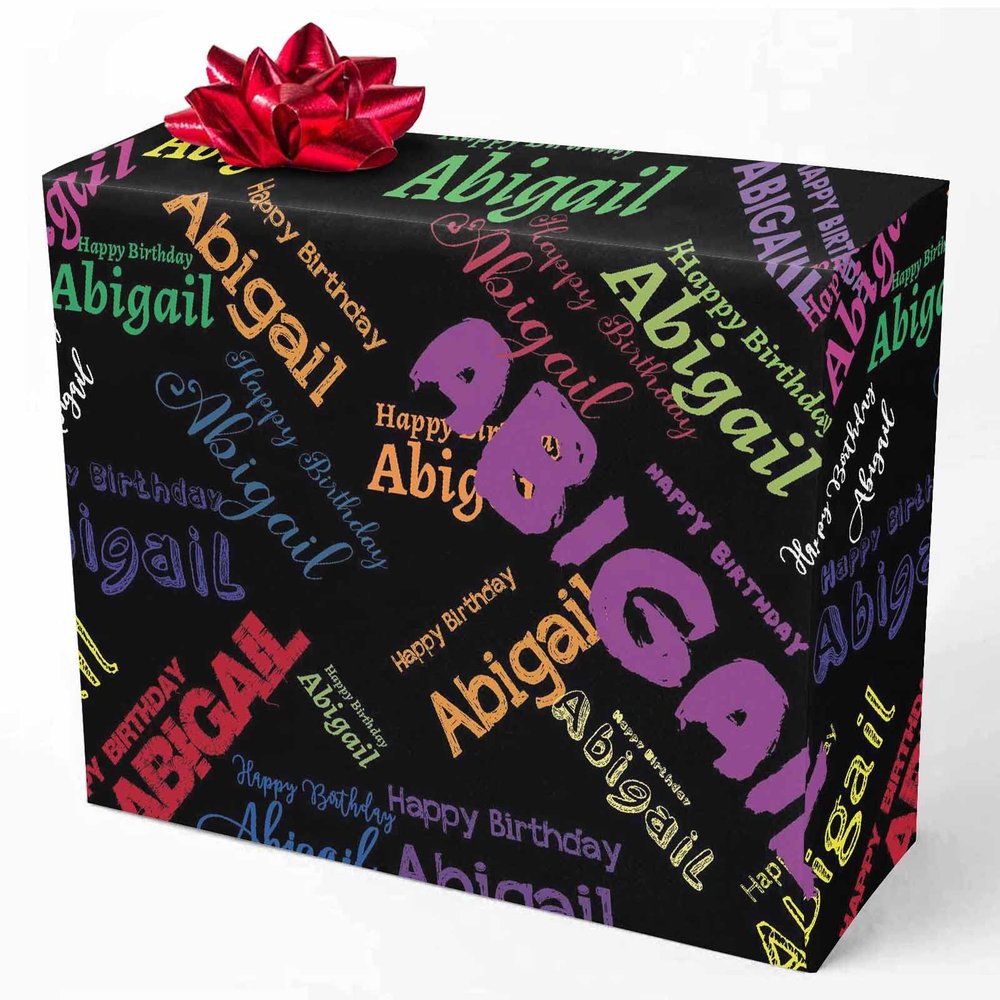 Personalized Logo Wrapping Paper, Happy Birthday with Name Gift Wrap Paper Custom Funny Name Wrapping Paper Roll for Boys Girls Baby Shower Anniversary Birthday Christmas Gift 58x23 5 Rolls