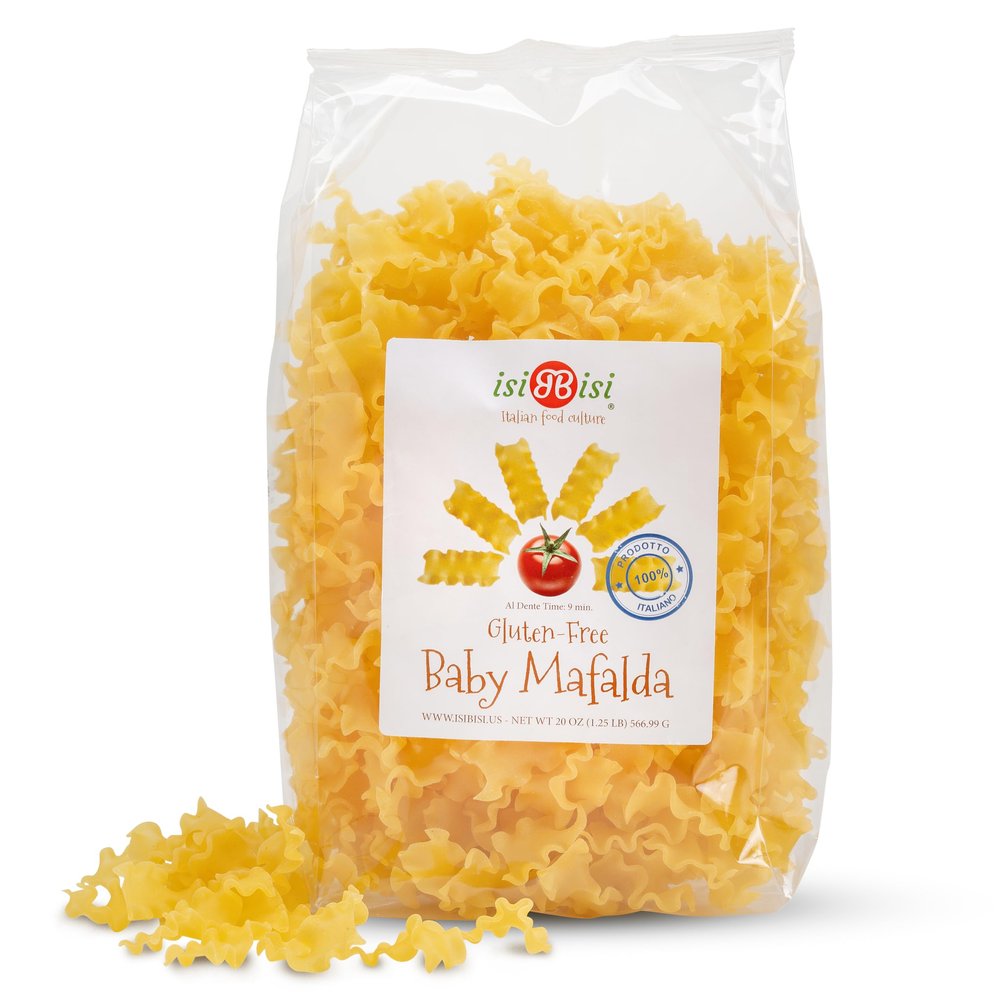 isiBisi Gluten-Free Baby Mafalda Pasta, 1.25 LB - Mini Lasagna Noodles Made With Corn and Rice Flour - Vegan, Non-GMO, Made in Italy