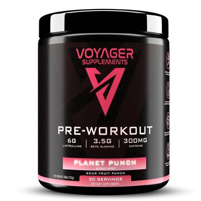 Voyager Pre-Workout Planet Punch Creatine-Free Powder w/L-Citrulline, Beta-Alanine, Caffeine Supports Energy, Endurance & Focus 30 Servings No Artificial Fillers GMP Certified