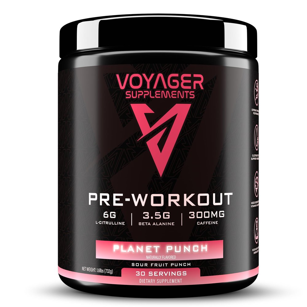 Voyager Pre-Workout Planet Punch  Creatine-Free Powder w/L-Citrulline, Beta-Alanine, Caffeine  Supports Energy, Endurance & Focus  30 Servings  No Artificial Fillers  GMP Certified