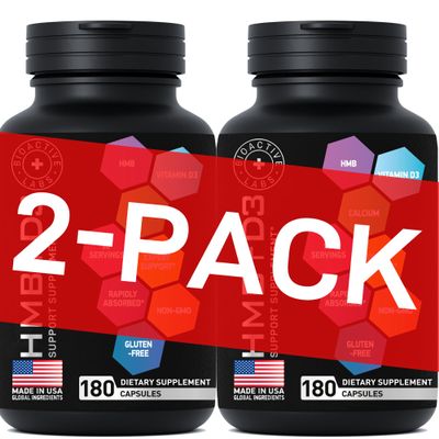 BIOACTIVE LABS HMB Vitamin D3 Supplement - B-Hydroxy B-Methylbutyrate Butyrate - 1,000 MG HMB Supplements for Men and Women - Muscle Strength, Recovery Support - 180 Days, 360 Capsules