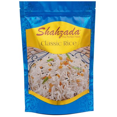 Shahzada Classic White Rice 02 lbs - Great Fragrant Rice for Daily Use, Aged, Aromatic, Flavorful & Slender, Quick Cooking. Everyday - Vegan, GLUTEN FREE, Non-GMO, Low Sodium, No Cholesterol, Resealable Zip-Lock Bag to Seal Freshness - 02 Pound Packi