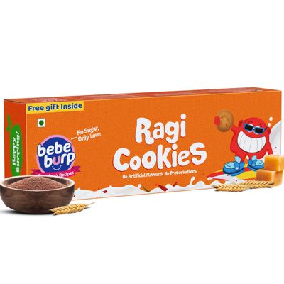 BebeBurp Ragi Cookies Healthy Millet Cookies with Jaggery No Maida, No Sugar, No Preservatives Nutrient-Rich, High Fiber & Protein Snack Best Organic Digestive Biscuits 150g