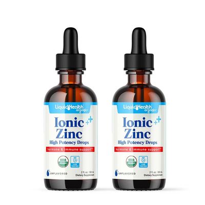 LIQUIDHEALTH USDA Organic Ionic Zinc High Potency Drops - Trace Mineral Liquid Vitamin Supplement for Adults, Kids - Immune & Digestive Support, Skin & Wound Health - USA Made, Vegan, Non-GMO (2 Pack)