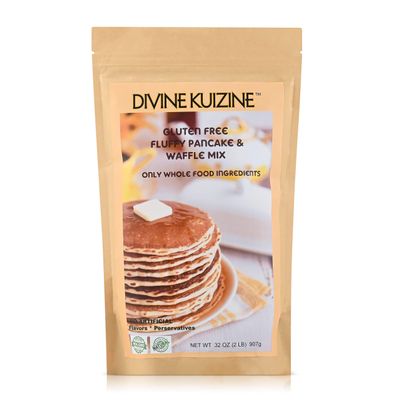 DivineKuizine Fluffy Pancake & Waffle Mix| Gluten free pancake mix| Gluten free Mix| Pancake mix just add milk| Easy to use waffle and pancakes mix 2lbs (2 Pack)