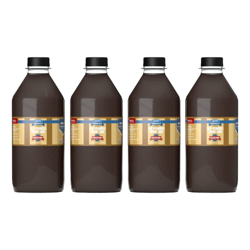 Diet Cream Soda | SUGAR FREE | 32oz (Quart) Bottle | 4 Pack | Sparkling Water Soda Maker Flavoring | Soda Mix