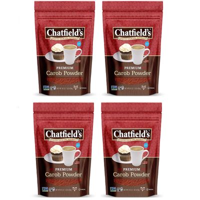 Chatfields All Natural Carob Powder 16-oz Pouch, Sweet and Delicious, Premium Quality, Caffeine-Free, Gluten-Free, Vegan, Kosher, Non-GMO Verified - (4 Pack)