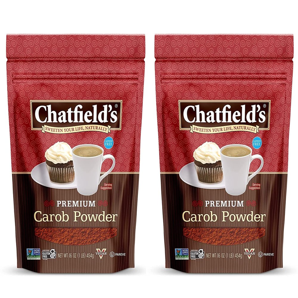 Chatfields All Natural Carob Powder 16-oz Pouch, Sweet and Delicious, Premium Quality, Caffeine-Free, Gluten-Free, Vegan, Kosher, Non-GMO Verified - (2 Pack)
