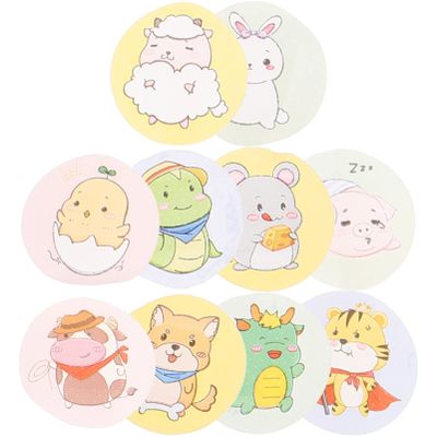 120pcs Mini Round Cartoon Animal Adhesive Bandages Breathable and Easy to Apply for Boys and Girls and Adults for Small Wounds and Blisters