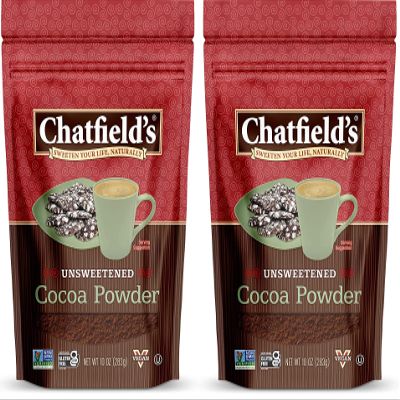 Chatfields All Natural Cocoa Powder Unsweetened 10-oz Pouch, Natural and Nutritious, Premium Quality, Sugar-Free, Gluten-Free, Vegan, Kosher, Non-GMO Verified - (2 Pack)