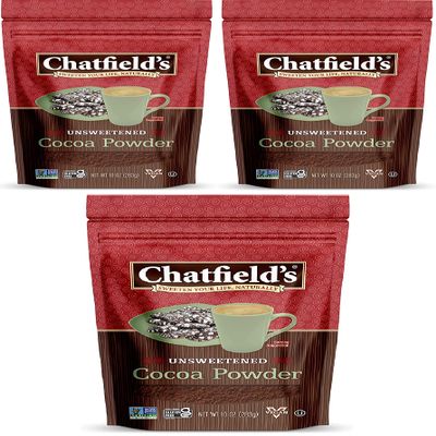 Chatfields All Natural Cocoa Powder Unsweetened 10-oz Pouch, Natural and Nutritious, Premium Quality, Sugar-Free, Gluten-Free, Vegan, Kosher, Non-GMO Verified - (3 Pack)