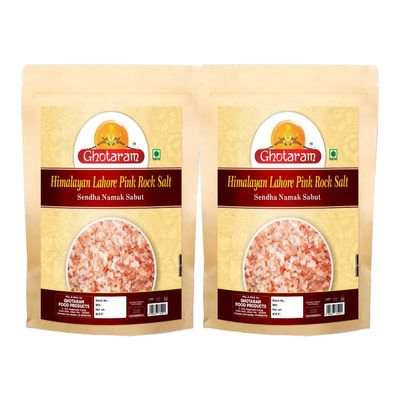 Ghotaram Sabut Himalayan Pink Rock Salt, 100% Pure Whole Pink Salt Crystals with Natural Trace Minerals, Gourmet Quality Himalayan Rock Salt Chunks, For Healthy Cooking-200GM*2Pack
