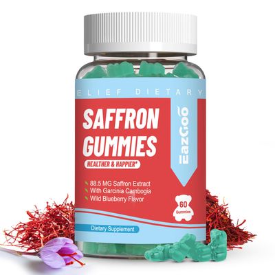 EAZGOO Saffron Supplements Gummies, Saffron Extract for Positive Mood & Calm Nerve, Boost Energy, with Garcinia Cambogia, Vitamin A, B12, Rhodiola Rosea - 60 Gummies