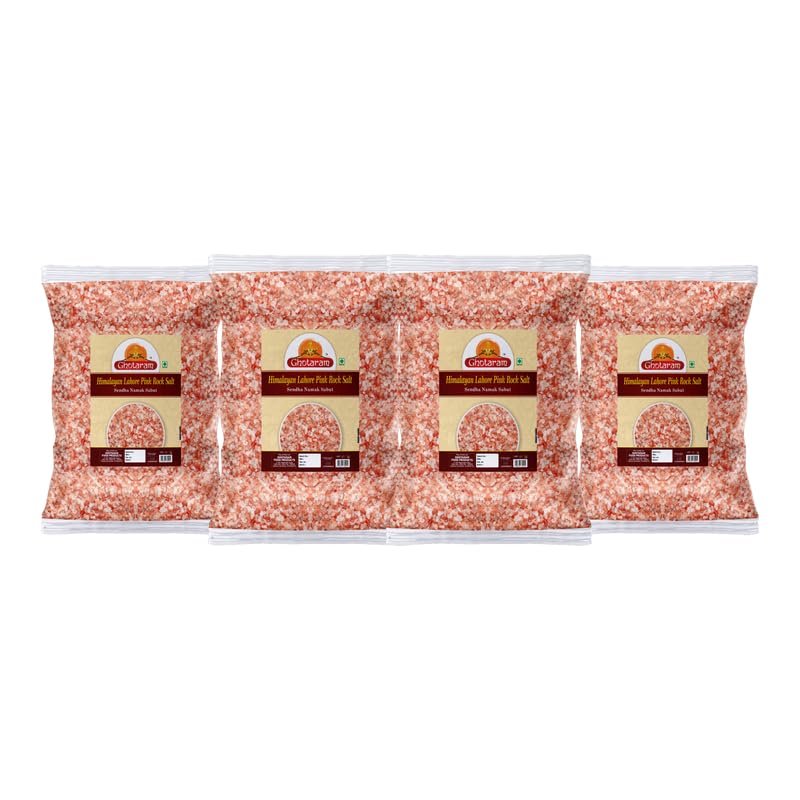 Ghotaram Feng Shui Lahori Sendha Pink Crystals Salt Unrefined, Impurity Free Negative Energy Cleanser, Optically Sorted, Natural Pink Rock Salt, Use for Vastu Dosh Remedy-100GM*4Pack