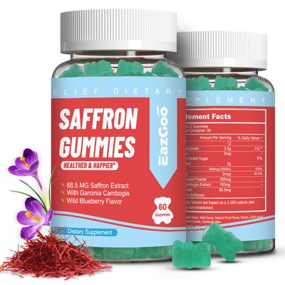 EAZGOO Saffron Supplements Gummies, Saffron Extract for Positive Mood & Calm Nerve, Boost Energy, with Garcinia Cambogia, Vitamin A, B12, Rhodiola Rosea - 120 Gummies