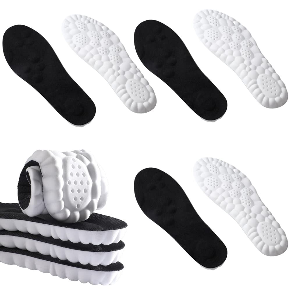 4D Cloud Technology Insole, Soft Foot Protection Cloud Feeling Insole, Super Soft U-Shape Memory Foam Sports Insoles, Breathable Shock Absorption Insoles for Foot & Joint Support (Black,US 8-9)