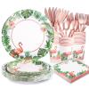 175Pcs Hawaiian Luau Party Decoration, Luau Plates and Napkins Party Supplies, Flamingo Disposable Paper Plates, Tropical Plates for Beach Theme Decoration, Serves 24 Guests view 1