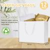 15.7" Extra Large White Gift Bags for Presents with Tissue Paper & Ribbon Handles for Shopping, Small Business, Birthday Party, Baby Shower, Bridal Party, Wedding, Christmas and Holiday (12 Packs) view 3