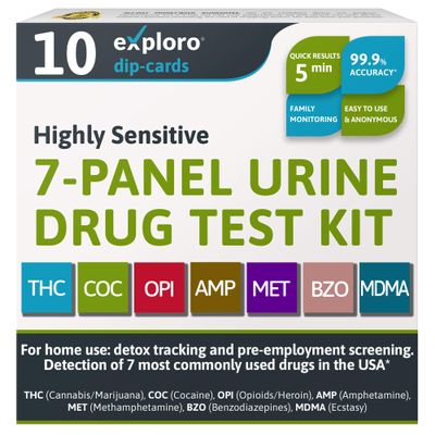 Exploro At Home Drug Test Kit for All Drugs, 7 Panel Urine, 10 Pack