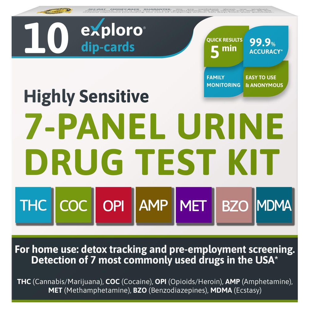 Exploro At Home Drug Test Kit for All Drugs, 7 Panel Urine, 10 Pack