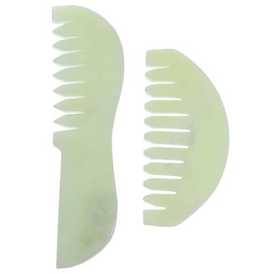 2pcs Comb Scraper Scalp Head Jade Tool Scraping Stone for Hair Green Combs Handheld Massage Relax Guasha Board Boards Men Relaxation Sha Gua Women Tools Relaxing