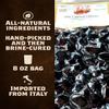 Fortuna's Imported Oil Cured Olives from Italy - Slowly Dried & Cured Italian Black Olives - 8 oz Bag with Pits - Wrinkled, Bitter & Delicious - Perfect for Mediterranean Recipes view 2
