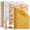 Moukeren 3 Rolls Reusable Beeswax Wrap Roll Bees Wrap "13 x 40" Beeswax Wraps for Food Beeswax Paper Wrappers Cotton Bread Sandwich Wrapper for Kitchen Storage Gifts, 3 Styles(Classic) view 1