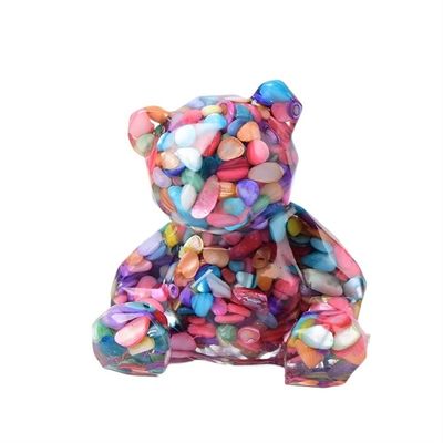 AtkitS 1PC Natural Crystal Gravel Silica Gel Colourful Loveliness Bear Figurine Crafts Souvenir Home Decor Reiki Energy Stone Gift (Color : Colorful Shell)