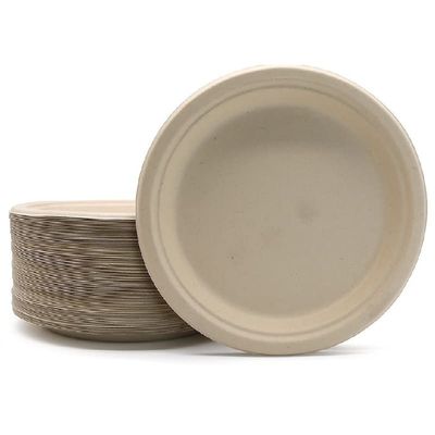 100-Pack Compostable 6 Inch Paper Plates Biodegradable Disposable Paper Plate Eco-Friendly Microwavable Small Paper Plates Natural