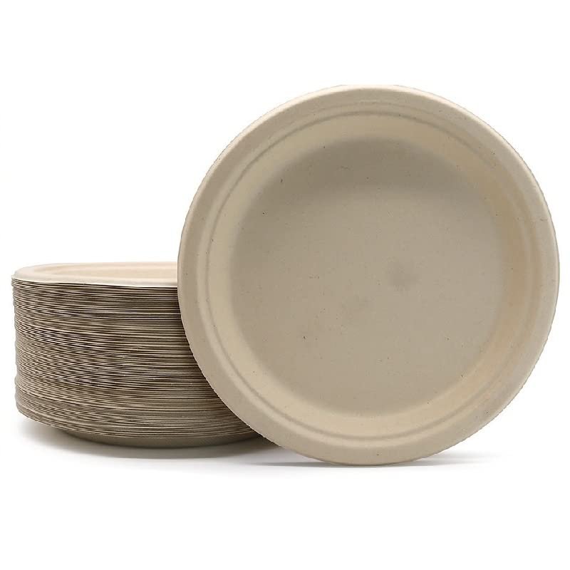 100-Pack Compostable 6 Inch Paper Plates Biodegradable Disposable Paper Plate Eco-Friendly Microwavable Small Paper Plates Natural
