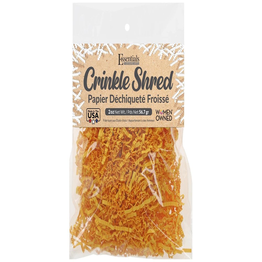 Essentials by Leisure Arts Crinkle Shred Bag, Canary Yellow, 2oz Shredded Paper Filler, Crinkle Cut Paper Shred Filler, Box Filler, Shredded Paper for Gift Box, Paper Crinkle Filler, Box Filling