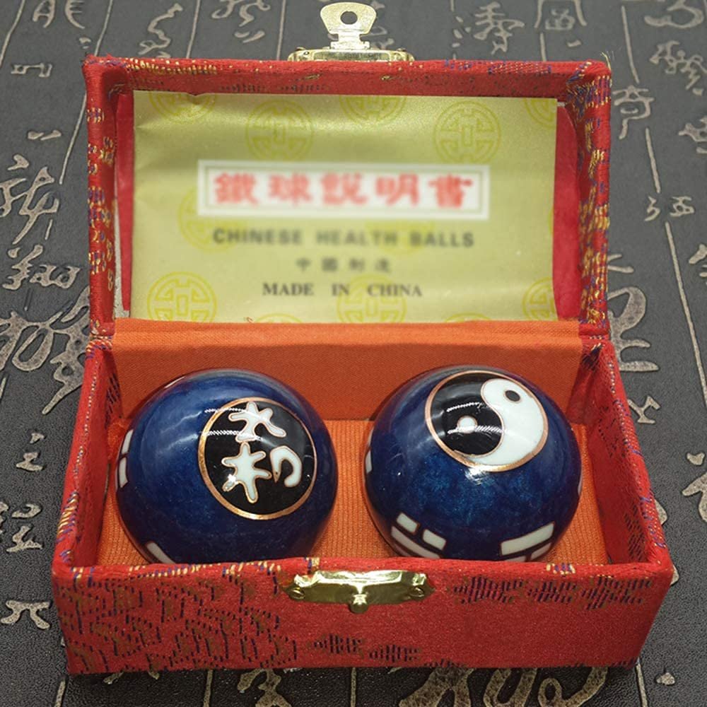 ENDBAG Baoding Balls Stress Balls for Adults Chinese Exercise Balls Baoding Balls,One Pairs 45 MM Chinese Exercise Balls Baoding Balls Dark Blue Natural Jade Chinese Health Stress Marble Ball
