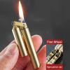 Amposei Kerosene Copper Lighter, Vintage Trench Creative Windproof Brass Cool Wheel Kerosene Oil Lighter for Camping BBQ Kitchen, Gifts Men Father (Gold) view 2