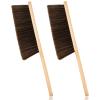 2 Pieces Woooden Dust Brush Hand Broom Bench Brush with Long Wood Handle Whisk Broom Soft Bristle Brush for Counter Bed Sofa Car Fireplace Clothes Household Cleaning(Brown) view 1