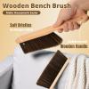 2 Pieces Woooden Dust Brush Hand Broom Bench Brush with Long Wood Handle Whisk Broom Soft Bristle Brush for Counter Bed Sofa Car Fireplace Clothes Household Cleaning(Brown) view 2