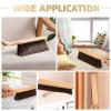 2 Pieces Woooden Dust Brush Hand Broom Bench Brush with Long Wood Handle Whisk Broom Soft Bristle Brush for Counter Bed Sofa Car Fireplace Clothes Household Cleaning(Brown) view 3