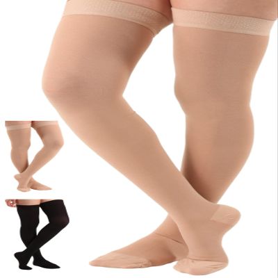ABSOLUTE SUPPORT Extra Wide Graduated Compression Support Thigh High Stockings for Women and Men 20-30mmHg | For Varicose Veins, Diabetic, Post Surgery - Beige, 6X-Large, A203BE9