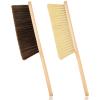 2 Pieces Woooden Dust Brush Hand Broom Bench Brush with Long Wood Handle Whisk Broom Soft Bristle Brush for Counter Bed Sofa Car Fireplace Clothes Household Cleaning(Brown, Khaki) view 1
