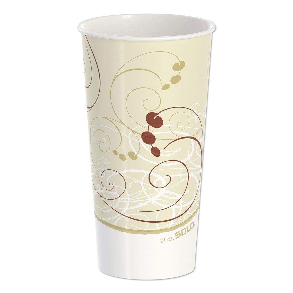 Dart RNP21PSYM Double Sided Poly Paper Cold Cups, 21 Oz, Symphony Design, Tan/maroon/white, 50/pack, 20 Packs/carton