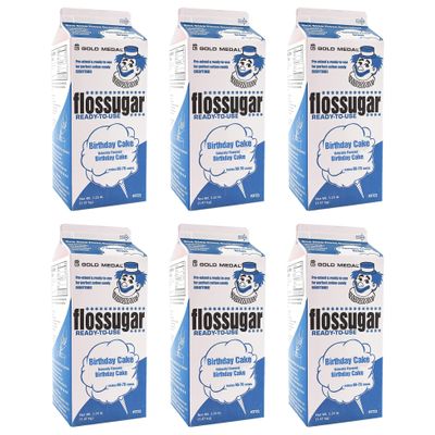 BeeQ BOX - (Pack of 6) Birthday Cake Cotton Candy Flossugar 1/2 Gallon Cartons