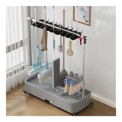 Movable Broom Mop Holder Put Wet Mops,Cleaning Tool Cart,Commercial Mop Rack,Cleaning Supplies Organizer,Garden Tool Storage,Mop Drain Rack,Umbrella Stand,with Universal Wheels ( Color : Blue , Size :