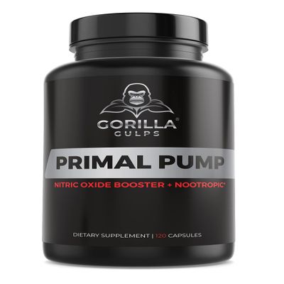 Gorilla Gulps - Primal Pump Nitric Oxide Supplement Nootropic 1500mg Nitrosigine L Arginine & Beet Root for Muscle Growth, Pumps, Blood Flow, Energy & Focus - Max Strength Pre Workout N.O. Booster