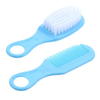 GLEAVI 1Set Brush and Comb Blue Soft Massage Hair Brush and Boy Girl Comb for Newborn Care Anti-Static Design to Promote Blood Circulation and Brain Development
