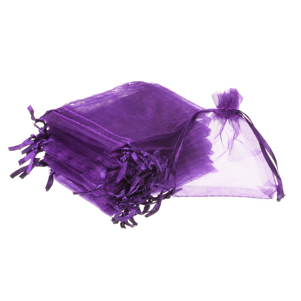 PATIKIL Organza Bags, 50 Pcs 3.54x2.8 Inch Drawstring Mini Pouches Favor Gift Candy Jewelry Bags for Christmas Thanksgiving Festival Party Wedding, Dark Purple